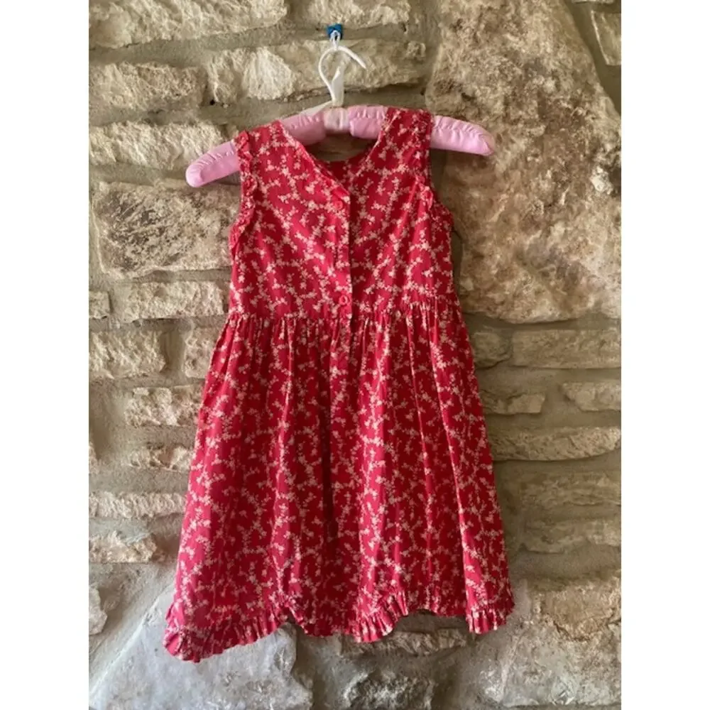 Vintage 90s Laura Ashley Girls Floral Red Dress - 6 Years